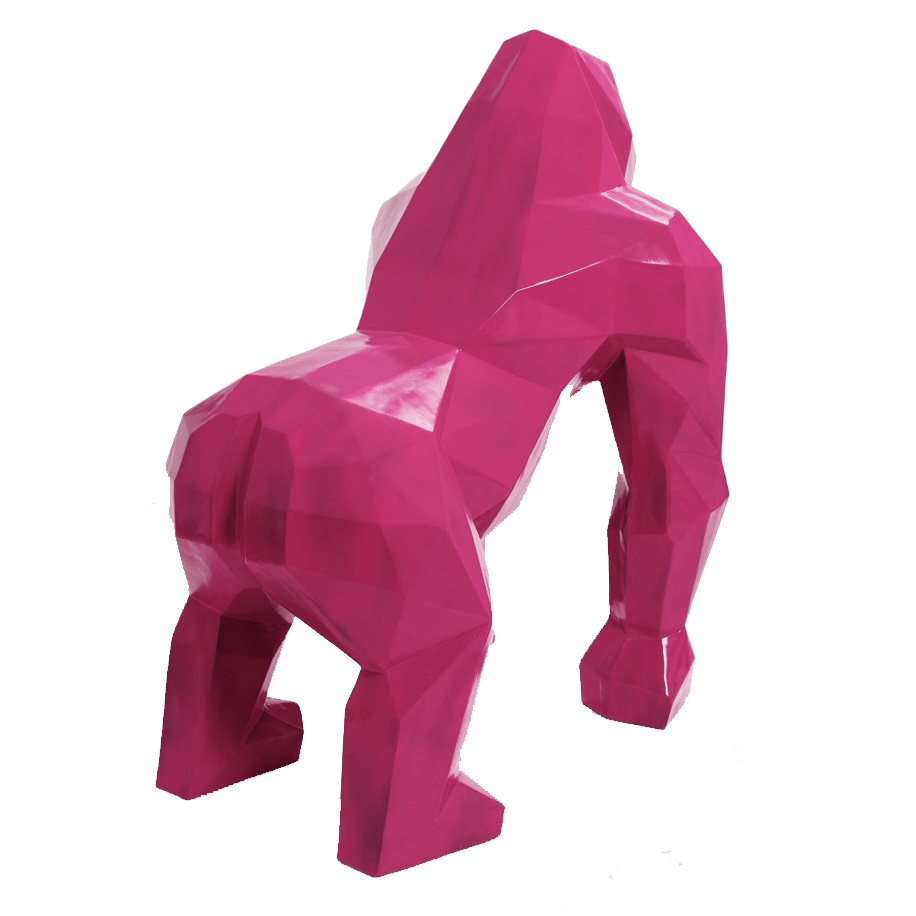 kamina 120cm statue gorille origami geant taille xl colori fushia 1 | The Luxury Box