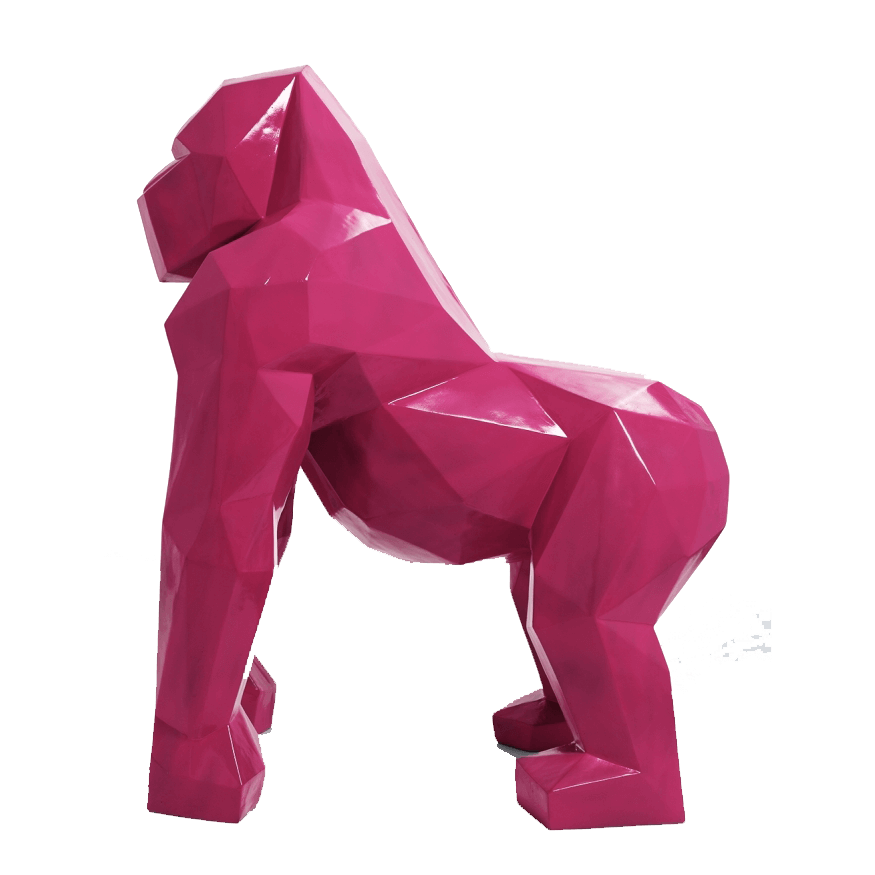 kamina 120cm statue gorille origami geant taille xl colori fushia 2 | The Luxury Box