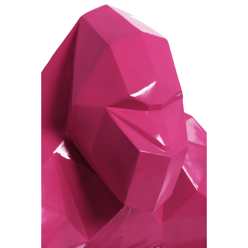 kamina 120cm statue gorille origami geant taille xl colori fushia | The Luxury Box