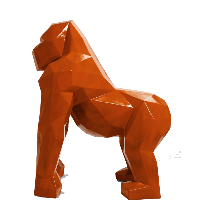 kamina 120cm statue gorille origami geant taille xl colori orange | The Luxury Box