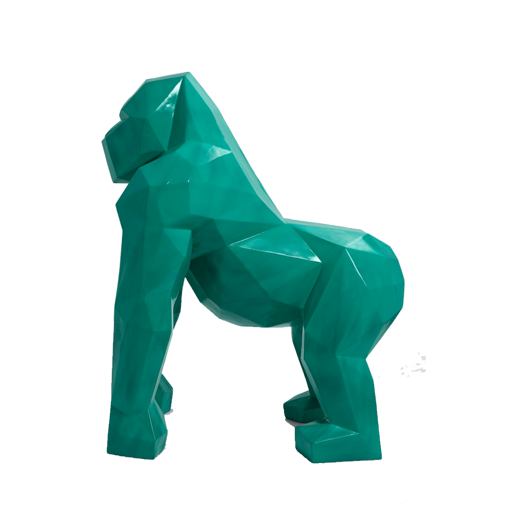 kamina 120cm statue gorille origami geant taille xl colori vert canard 2 | The Luxury Box