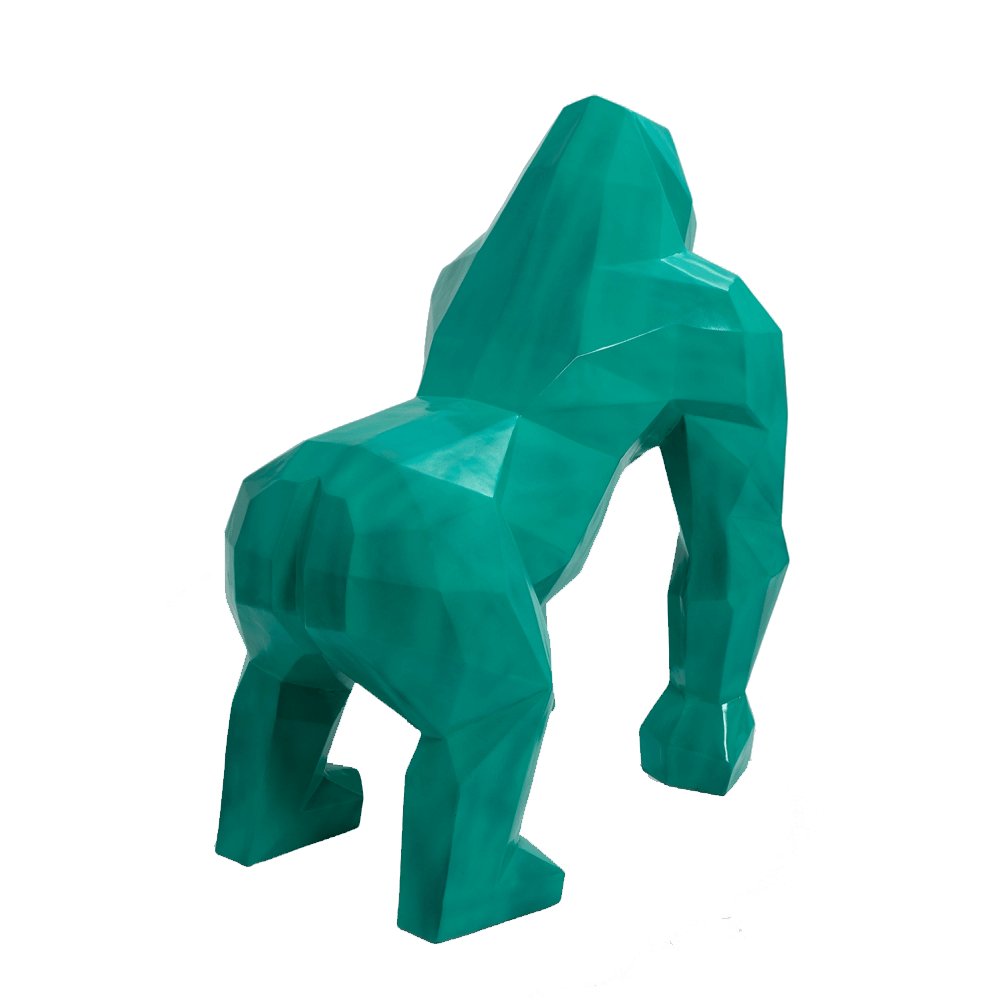 kamina 120cm statue gorille origami geant taille xl colori vert canard | The Luxury Box